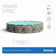 Каркасный бассейн Power Steel 488x122см "Камень" 19480л, фил.-нас. 5678л/ч, лестн., тент, попл.-доз., арт.56966 BW