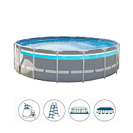 Каркасный бассейн Prism Frame Clearview 488х122см, 19156л, фил.-насос 5678л\ч, лестн., тент, подст., арт.26730